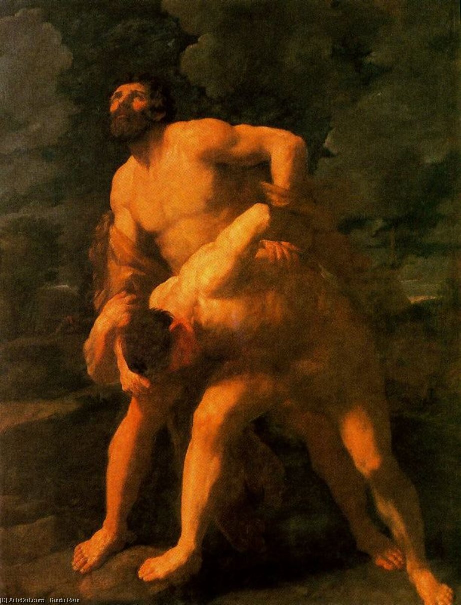 WikiOO.org - Encyclopedia of Fine Arts - Maleri, Artwork Reni Guido (Le Guide) - Hercules Wrestling with Achelous