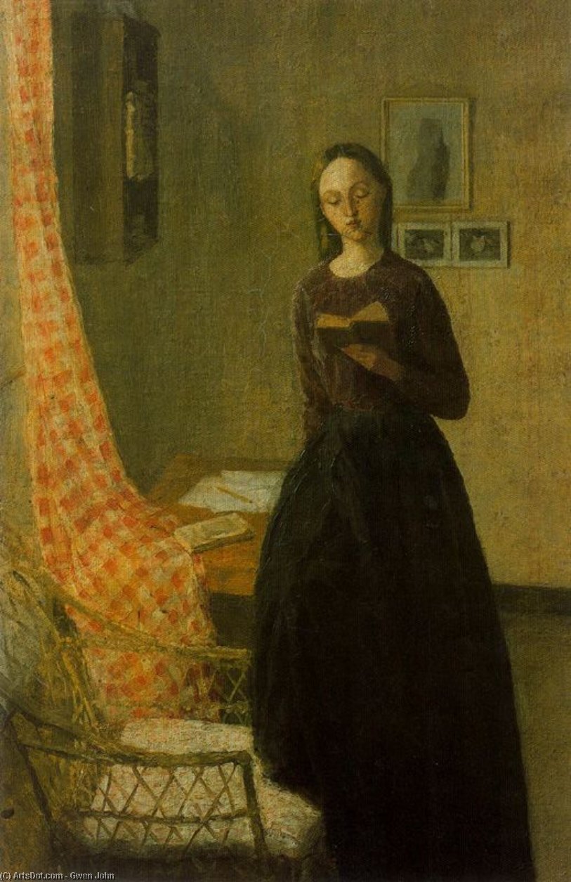 Wikioo.org - The Encyclopedia of Fine Arts - Painting, Artwork by Gwen John - A Lady Reading