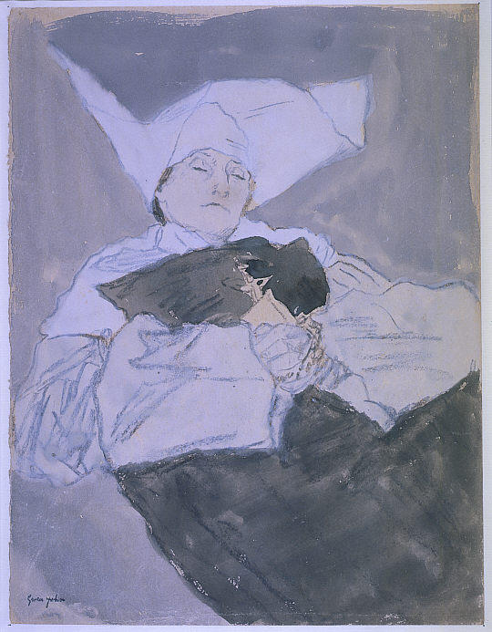 Wikioo.org - The Encyclopedia of Fine Arts - Painting, Artwork by Gwen John - A Nun on her Deathbed