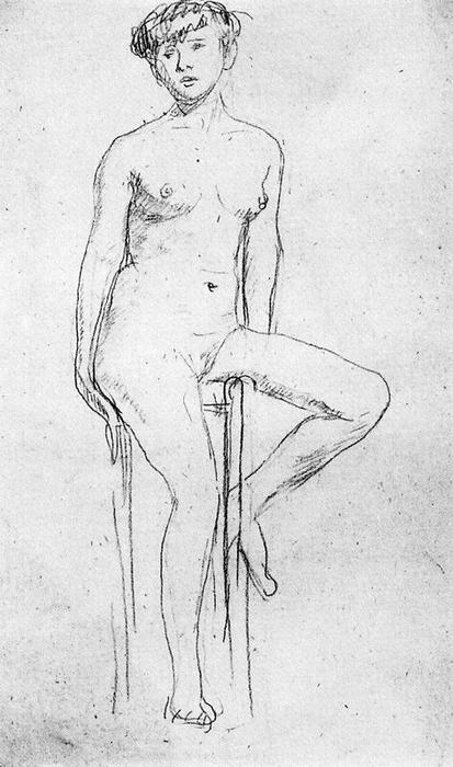 Wikioo.org - The Encyclopedia of Fine Arts - Painting, Artwork by Gwen John - Life study, Female Nude 1