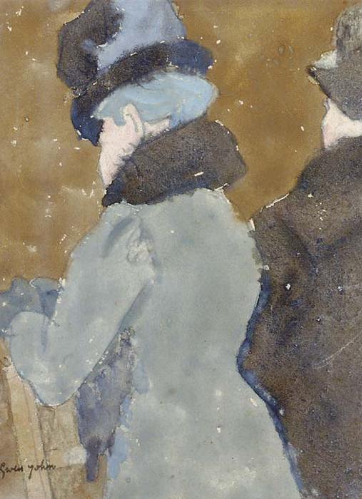 Wikioo.org - สารานุกรมวิจิตรศิลป์ - จิตรกรรม Gwen John - Two ladies at a balustrade, three-quarter view from behind