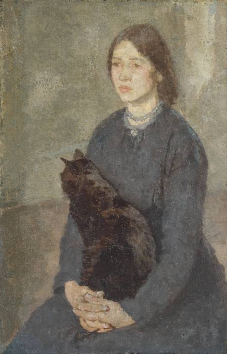 Wikioo.org - The Encyclopedia of Fine Arts - Painting, Artwork by Gwen John - Young Woman Holding a Black Cat