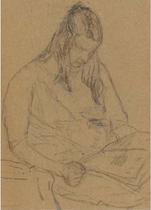 Wikioo.org - The Encyclopedia of Fine Arts - Painting, Artwork by Gwen John - Young Woman Reading a Paper