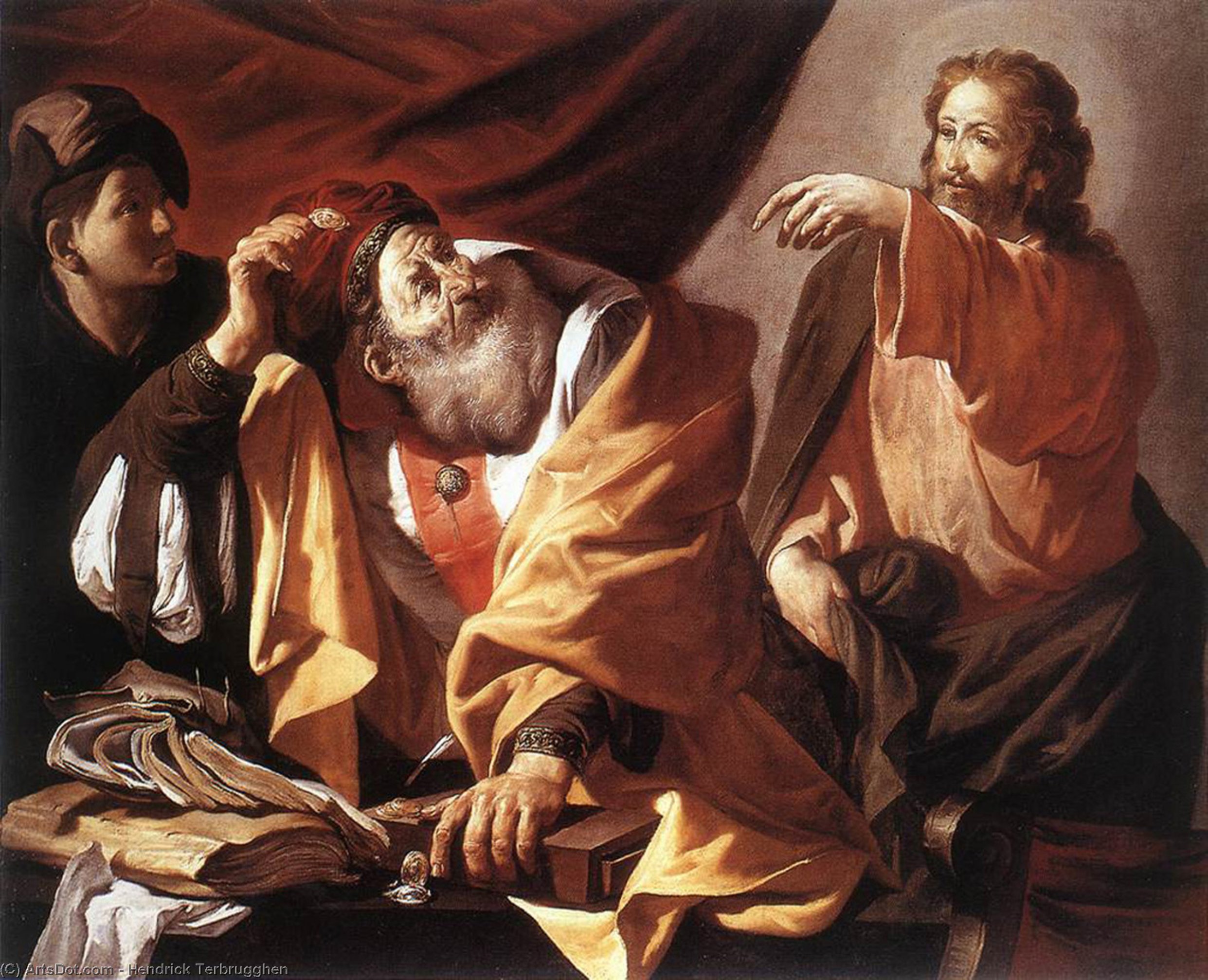 Wikioo.org - The Encyclopedia of Fine Arts - Painting, Artwork by Hendrick Terbrugghen - The Calling of St Matthew 1