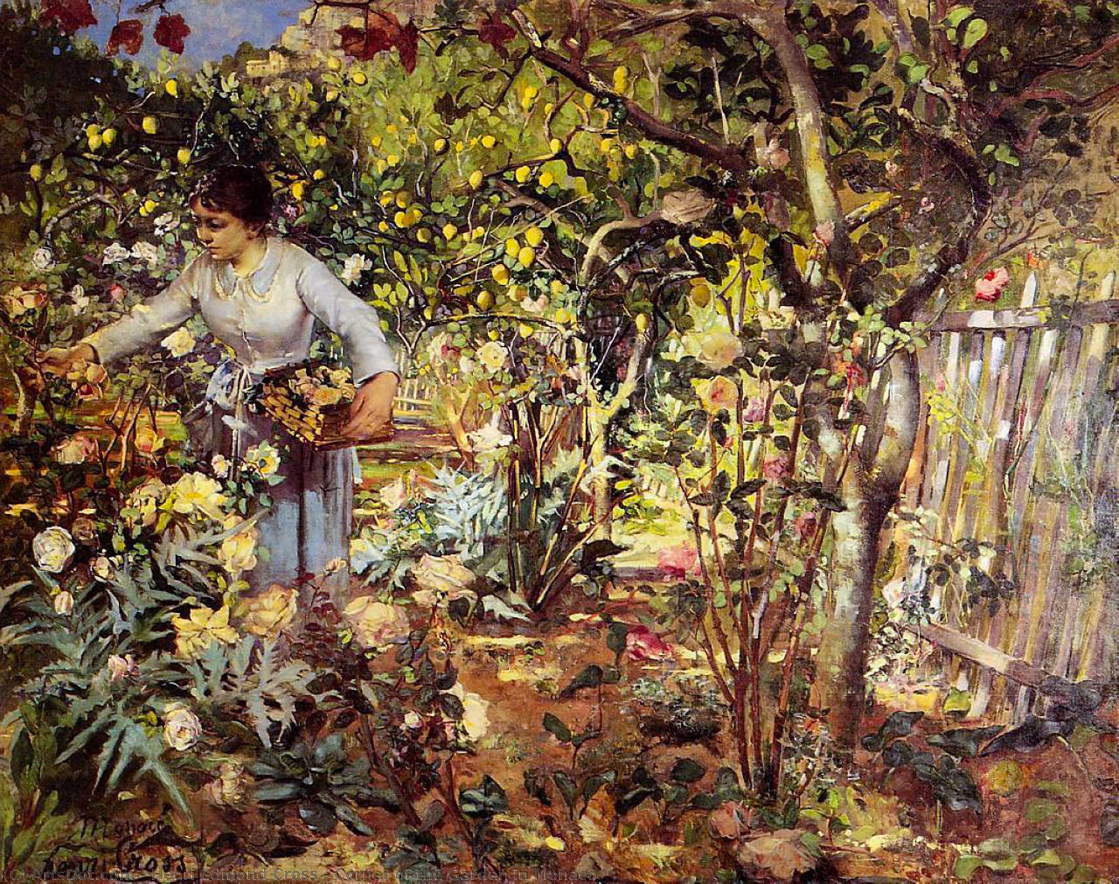WikiOO.org - Encyclopedia of Fine Arts - Maalaus, taideteos Henri Edmond Cross - Corner of the Garden in Monaco