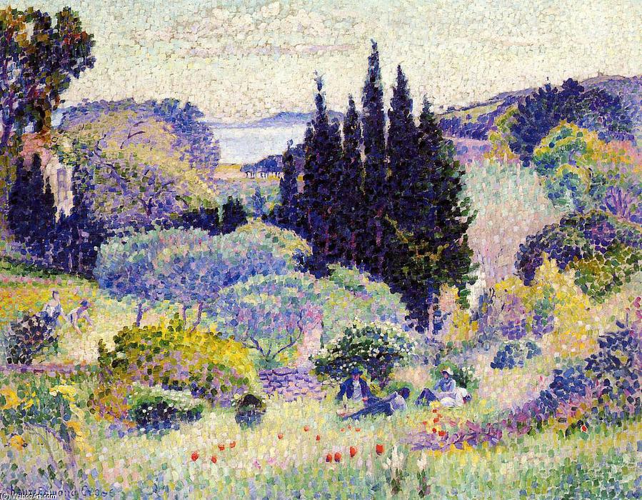 WikiOO.org - Encyclopedia of Fine Arts - Maalaus, taideteos Henri Edmond Cross - Cypress, April