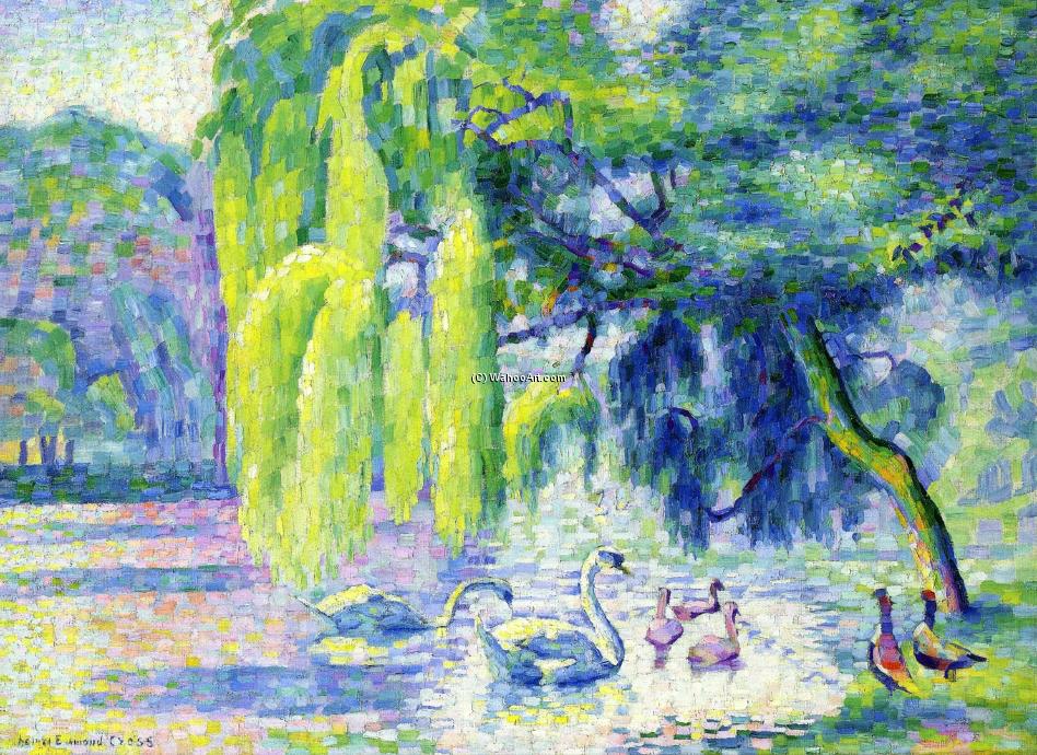 WikiOO.org - Encyclopedia of Fine Arts - Maleri, Artwork Henri Edmond Cross - Family of Swans