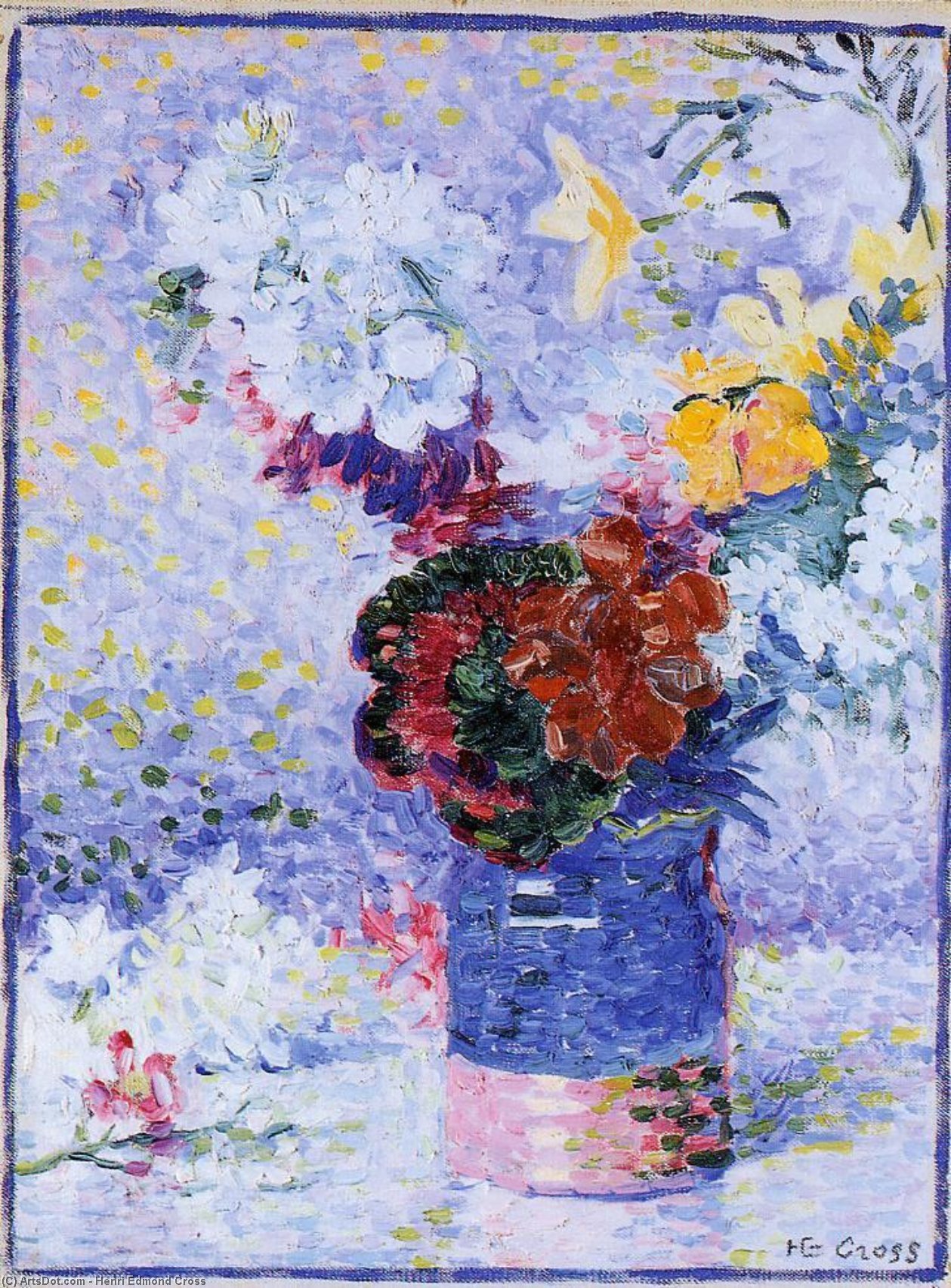 Wikioo.org - The Encyclopedia of Fine Arts - Painting, Artwork by Henri Edmond Cross - Flowers in a Glass
