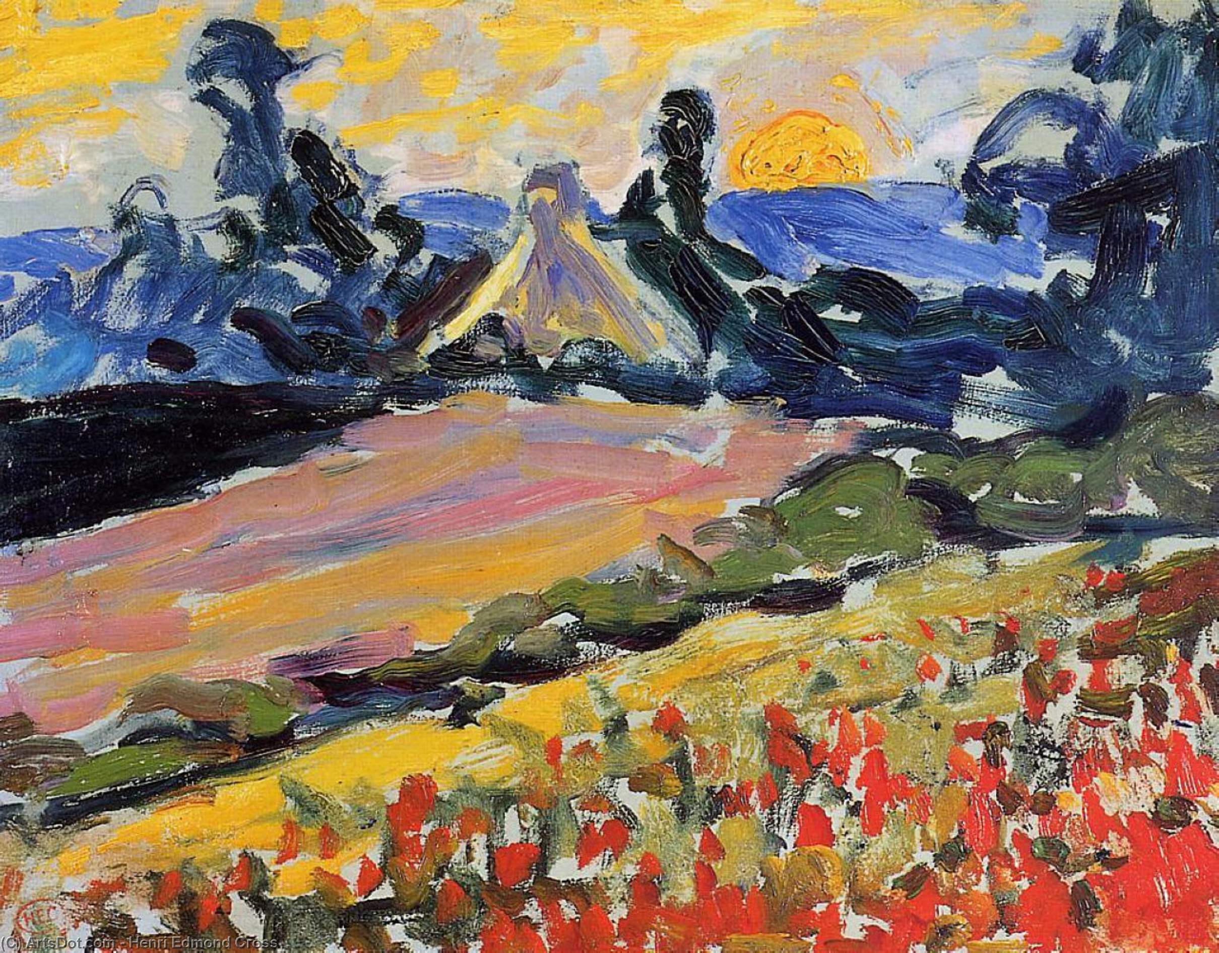 WikiOO.org - Енциклопедія образотворчого мистецтва - Живопис, Картини
 Henri Edmond Cross - Landscape with Sunset