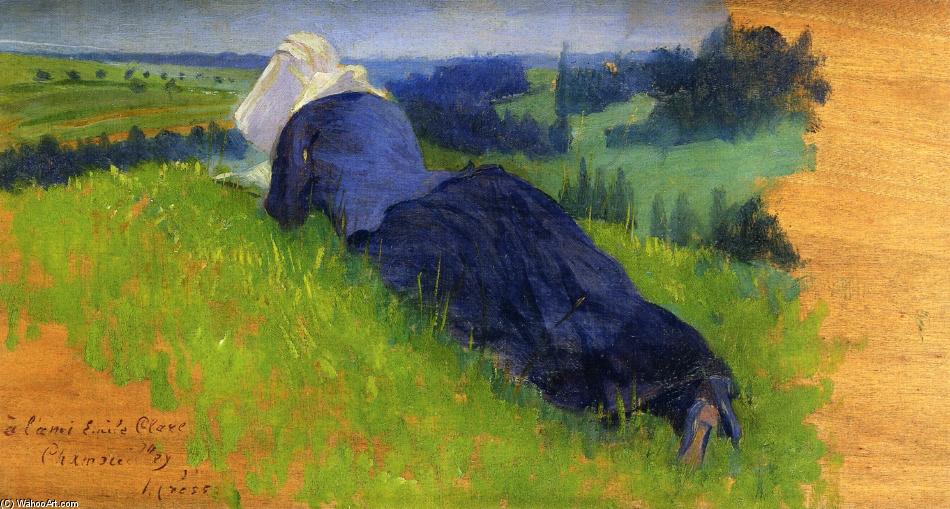 WikiOO.org - Енциклопедія образотворчого мистецтва - Живопис, Картини
 Henri Edmond Cross - Peasant Woman Stretched out on the Grass