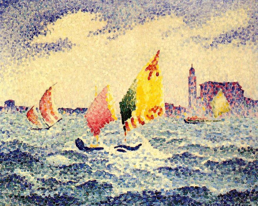 Wikioo.org - The Encyclopedia of Fine Arts - Painting, Artwork by Henri Edmond Cross - Sailboats near Chicago
