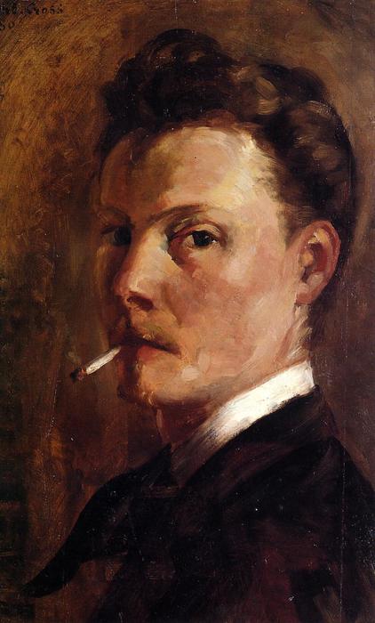 Wikioo.org – La Enciclopedia de las Bellas Artes - Pintura, Obras de arte de Henri Edmond Cross - Autorretrato con cigarrillo