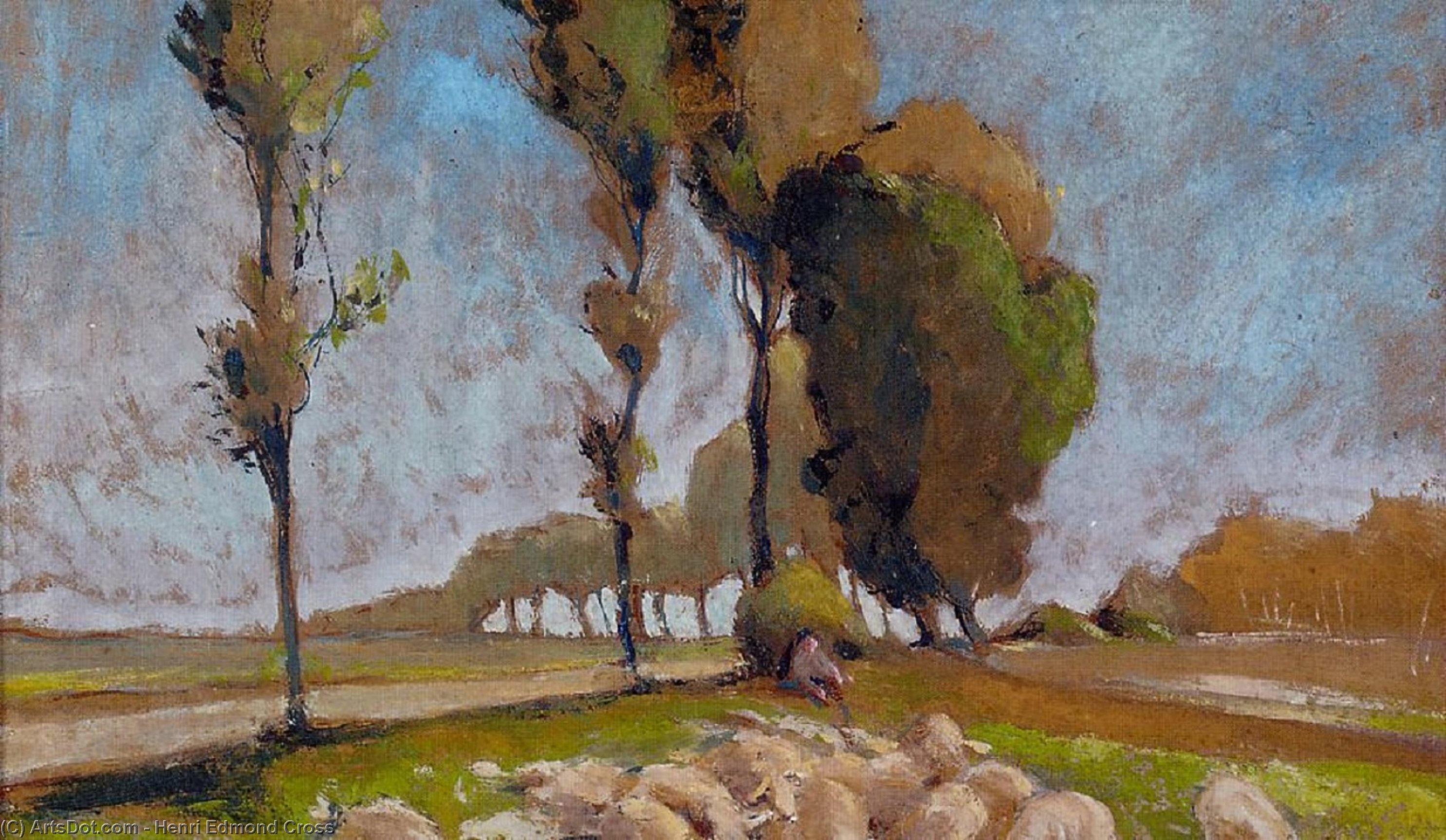 Wikioo.org - The Encyclopedia of Fine Arts - Painting, Artwork by Henri Edmond Cross - Shepherd and Sheep