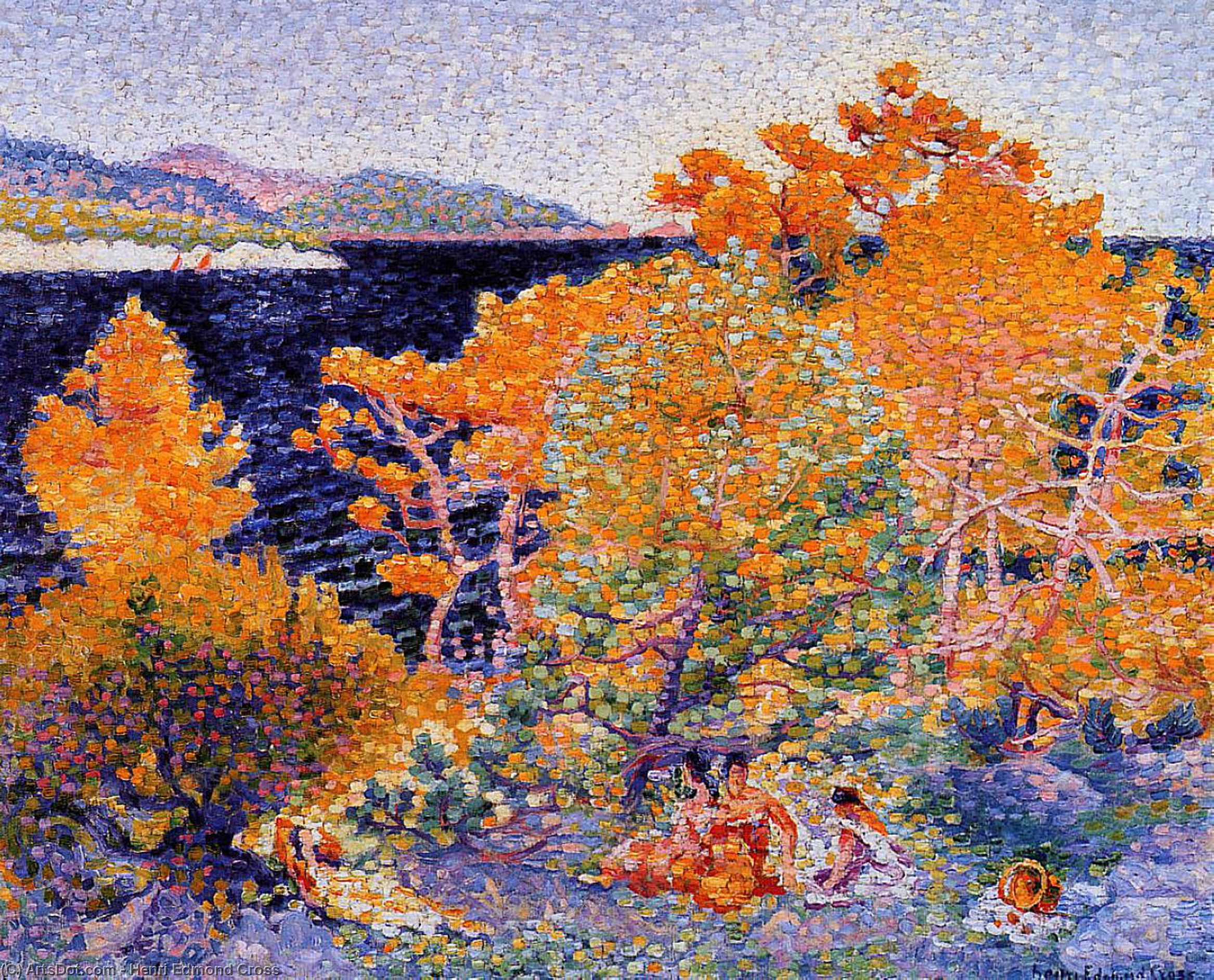 Wikioo.org - The Encyclopedia of Fine Arts - Painting, Artwork by Henri Edmond Cross - Siesta by the Water