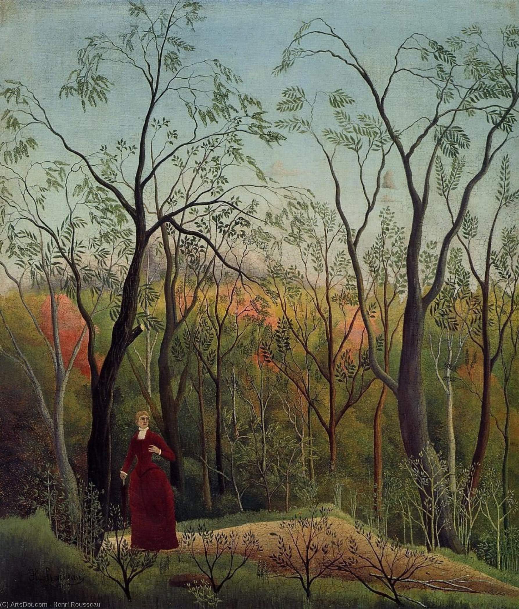 Wikoo.org - موسوعة الفنون الجميلة - اللوحة، العمل الفني Henri Julien Félix Rousseau (Le Douanier) - Forest Promenade