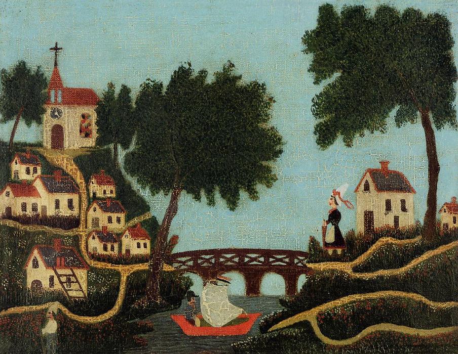Wikioo.org - The Encyclopedia of Fine Arts - Painting, Artwork by Henri Julien Félix Rousseau (Le Douanier) - Landscape with Bridge