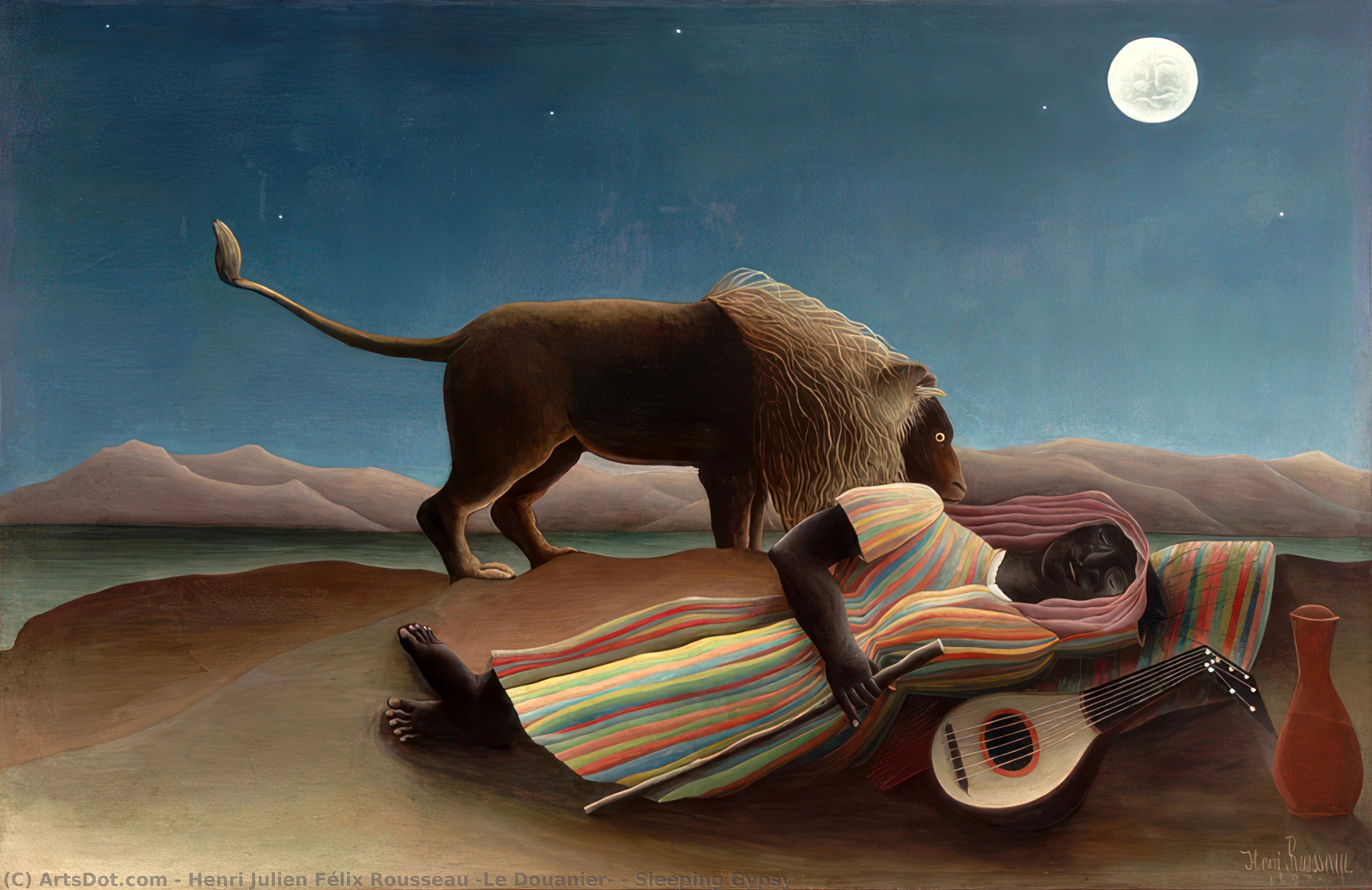 WikiOO.org - Encyclopedia of Fine Arts - Målning, konstverk Henri Julien Félix Rousseau (Le Douanier) - Sleeping Gypsy