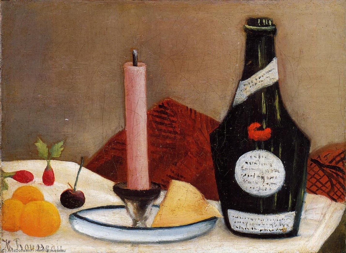 Wikioo.org - The Encyclopedia of Fine Arts - Painting, Artwork by Henri Julien Félix Rousseau (Le Douanier) - The Pink Candle