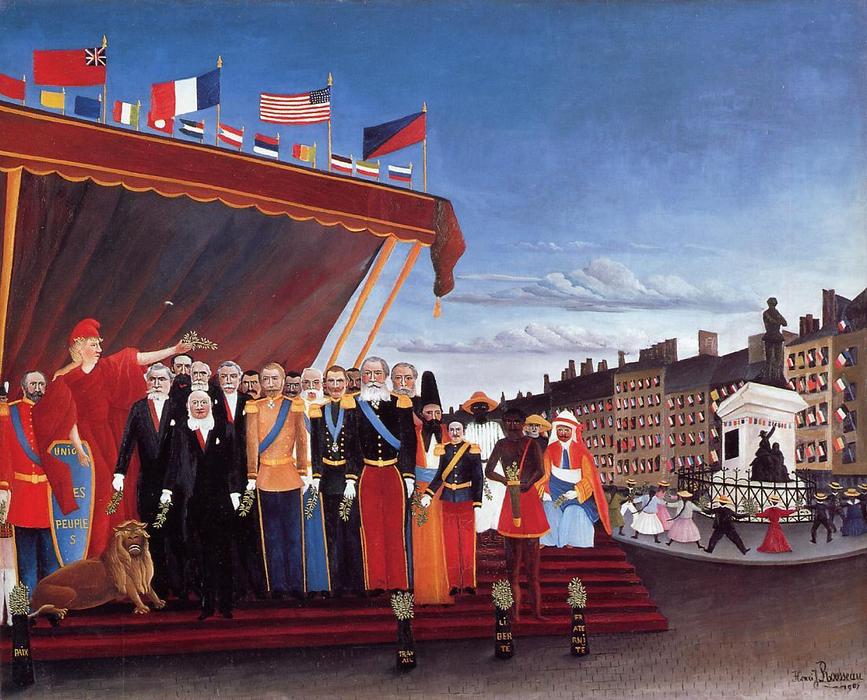 Wikioo.org - The Encyclopedia of Fine Arts - Painting, Artwork by Henri Julien Félix Rousseau (Le Douanier) - The Representatives of Foreign Powers Coming to Greet the Republic as a Sign of Peace