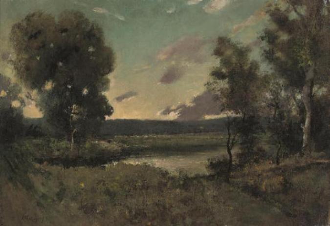 WikiOO.org - Encyclopedia of Fine Arts - Maalaus, taideteos Henri-Joseph Harpignies - A woodland pool at twilight