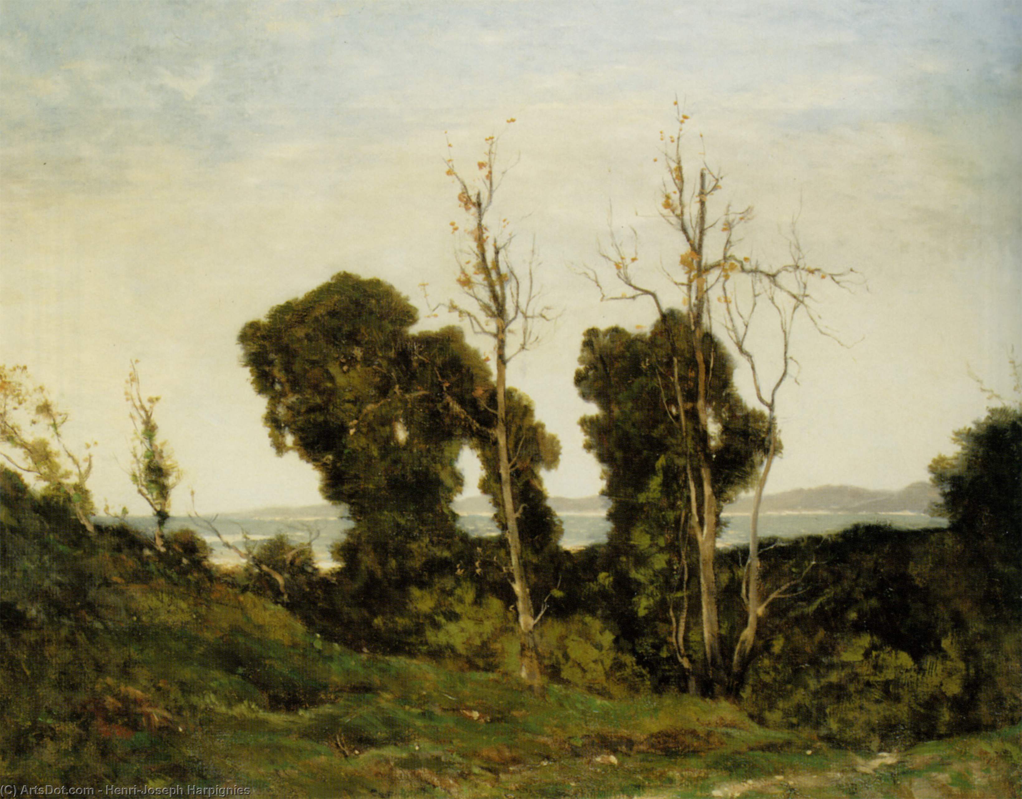Wikioo.org - The Encyclopedia of Fine Arts - Painting, Artwork by Henri-Joseph Harpignies - Evening