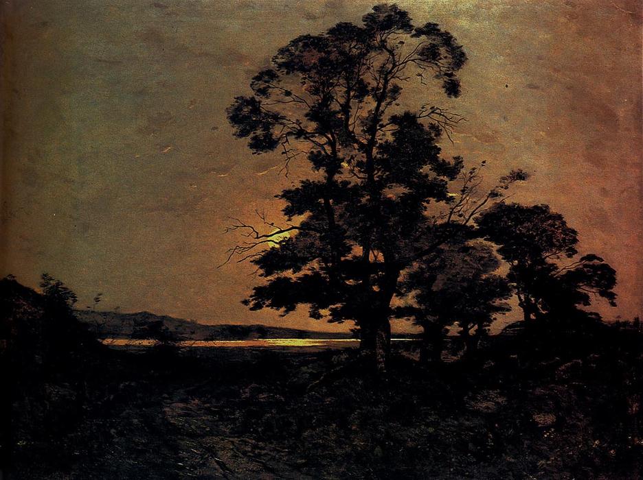 Wikioo.org - The Encyclopedia of Fine Arts - Painting, Artwork by Henri-Joseph Harpignies - Moonlight On The Loire