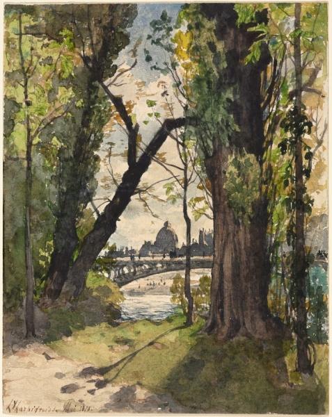 Wikioo.org - The Encyclopedia of Fine Arts - Painting, Artwork by Henri-Joseph Harpignies - Paris from the Bois