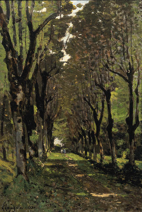 Wikioo.org - The Encyclopedia of Fine Arts - Painting, Artwork by Henri-Joseph Harpignies - Path in the Park at Tremellérie