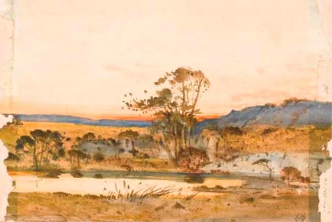 Wikioo.org - The Encyclopedia of Fine Arts - Painting, Artwork by Henri-Joseph Harpignies - Sunset over a pond