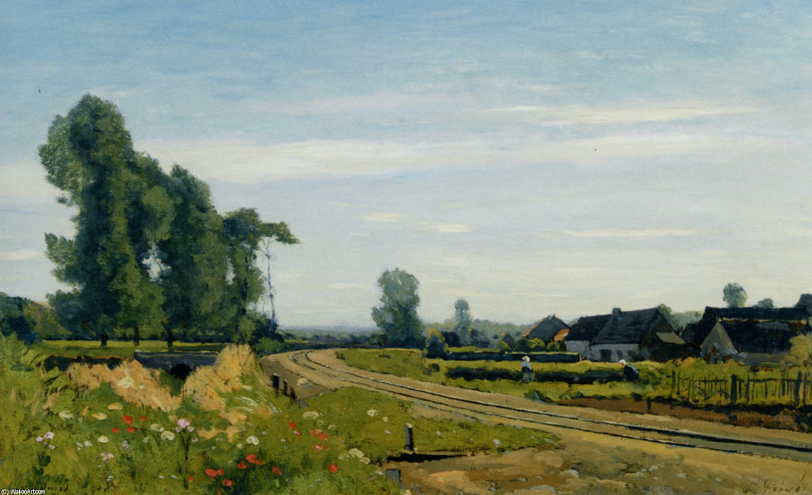 Wikioo.org - The Encyclopedia of Fine Arts - Painting, Artwork by Henri-Joseph Harpignies - The railway at a Saint Prive