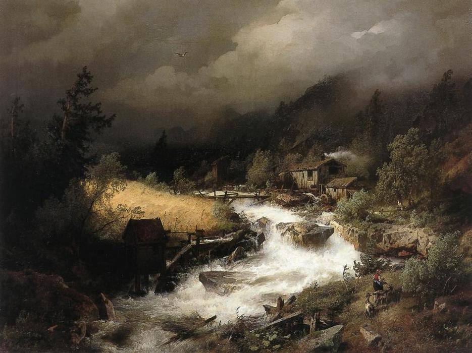 Wikioo.org – L'Encyclopédie des Beaux Arts - Peinture, Oeuvre de Herman Herzog - l'ancienne eau mill
