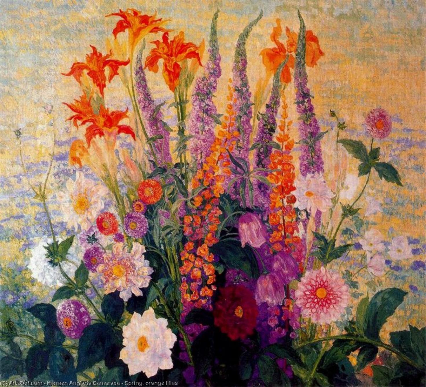 Wikioo.org - The Encyclopedia of Fine Arts - Painting, Artwork by Hermen Anglada Camarasa - Spring. orange lilies
