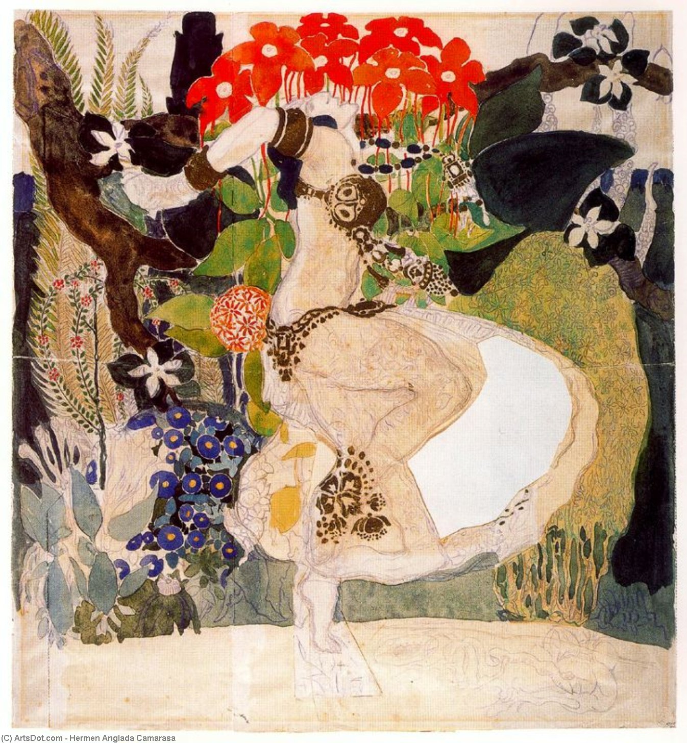 WikiOO.org - אנציקלופדיה לאמנויות יפות - ציור, יצירות אמנות Hermen Anglada Camarasa - Valencian girl