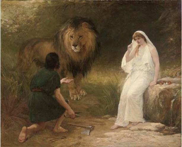 Wikioo.org – L'Encyclopédie des Beaux Arts - Peinture, Oeuvre de Heywood Hardy - Una et le Lion
