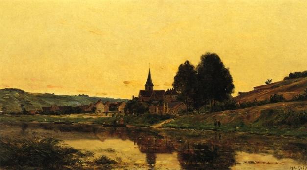 Wikioo.org - The Encyclopedia of Fine Arts - Painting, Artwork by Hippolyte Camille Delpy - A Village near Bonnieres