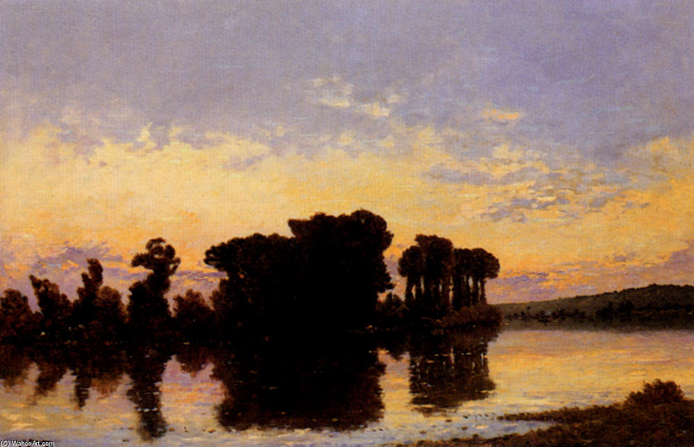 Wikioo.org - The Encyclopedia of Fine Arts - Painting, Artwork by Hippolyte Camille Delpy - Sunset on the Seine near Nantes