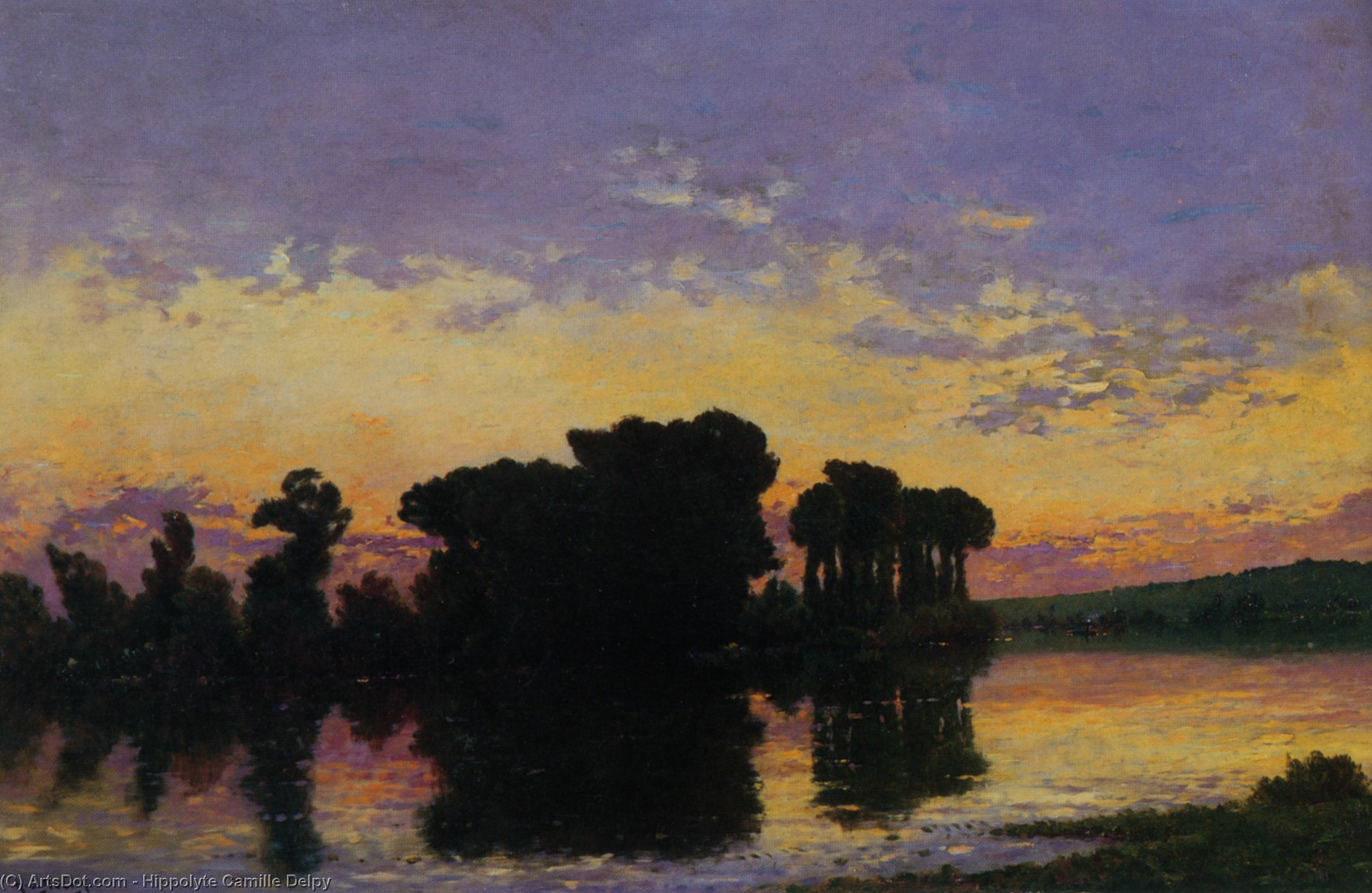 Wikioo.org - The Encyclopedia of Fine Arts - Painting, Artwork by Hippolyte Camille Delpy - Sunset on the Seine