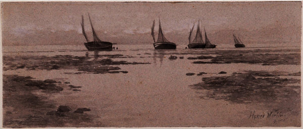 WikiOO.org - Encyclopedia of Fine Arts - Maalaus, taideteos Homer Dodge Martin - Boats on Mud Flats