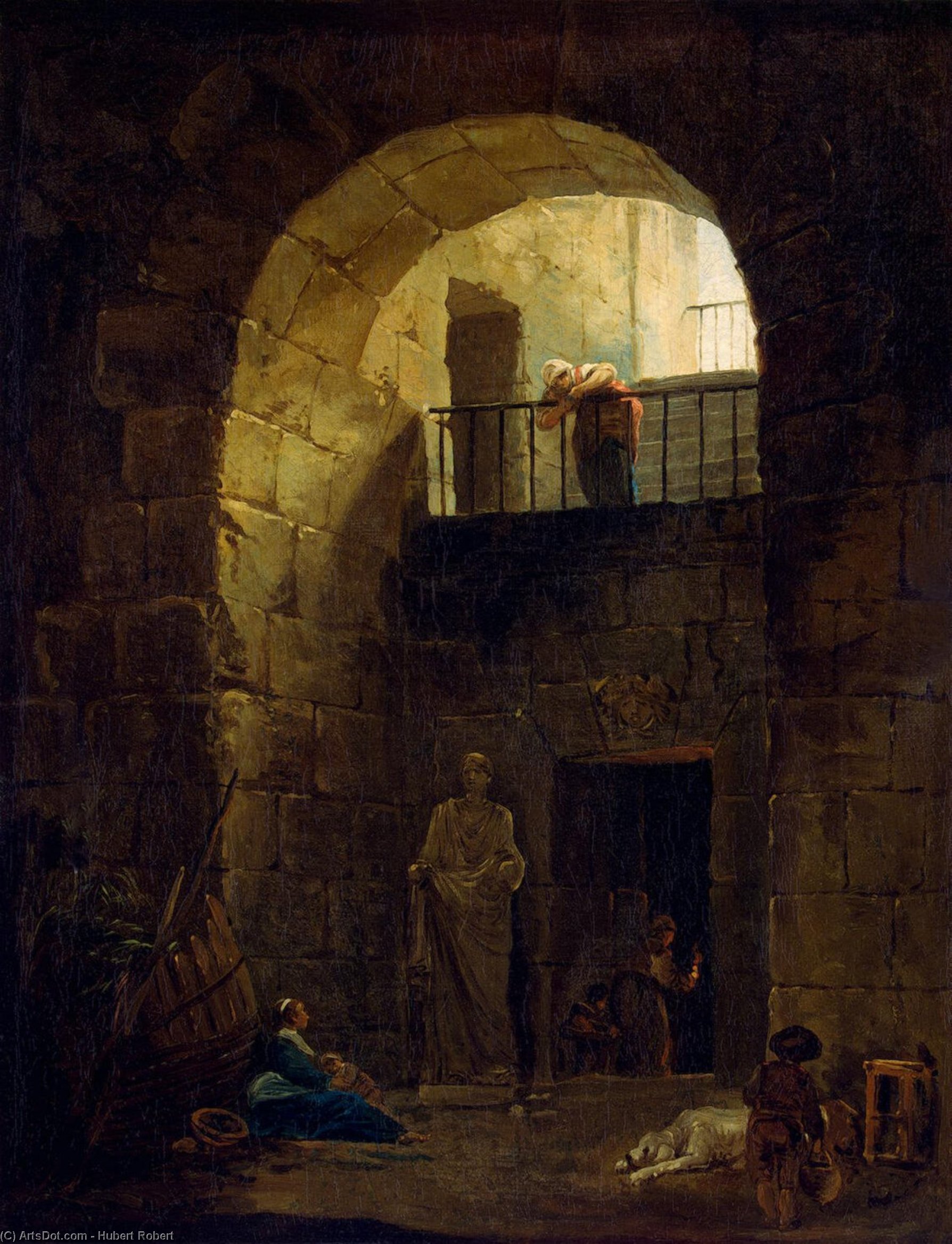 Wikioo.org - The Encyclopedia of Fine Arts - Painting, Artwork by Hubert Robert - Neglected Statue
