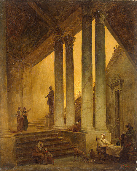 Wikioo.org - The Encyclopedia of Fine Arts - Painting, Artwork by Hubert Robert - Staircase with Columns