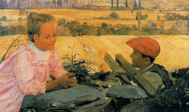 WikiOO.org - Encyclopedia of Fine Arts - Maleri, Artwork Ignacio Díaz Olano - Children on the plains