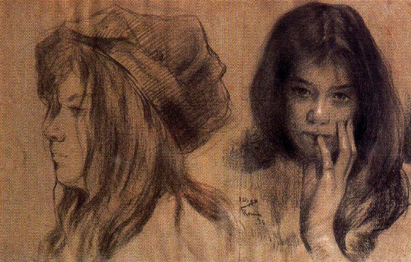 Wikioo.org - The Encyclopedia of Fine Arts - Painting, Artwork by Ignacio Díaz Olano - Heads of girls