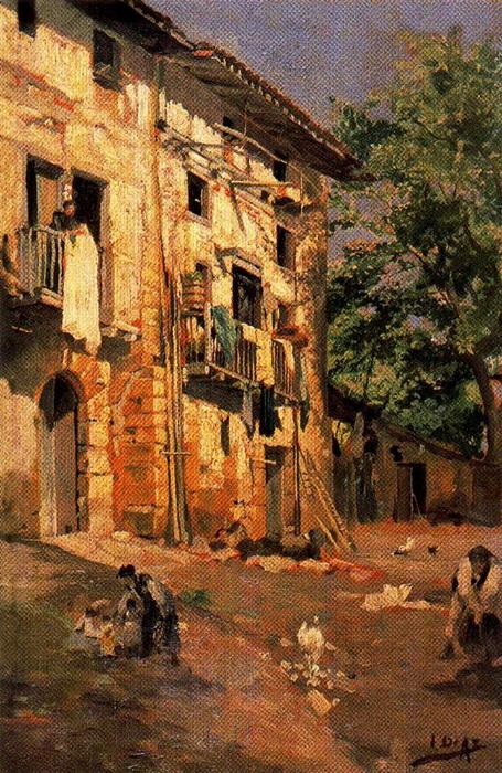 WikiOO.org - Encyclopedia of Fine Arts - Maleri, Artwork Ignacio Díaz Olano - Houses in Lequeitio