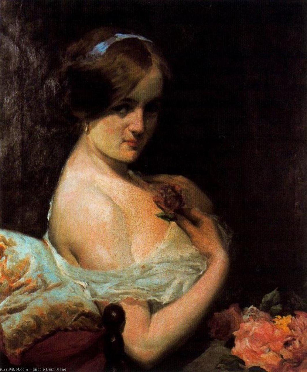 Wikioo.org - The Encyclopedia of Fine Arts - Painting, Artwork by Ignacio Díaz Olano - Lady of the Rose