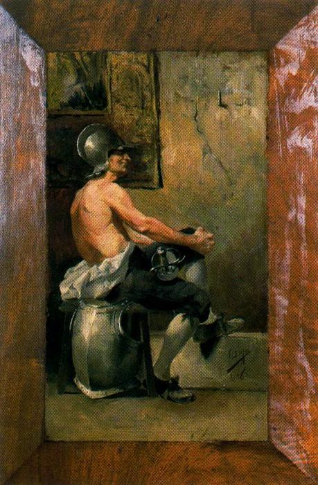 Wikioo.org - The Encyclopedia of Fine Arts - Painting, Artwork by Ignacio Díaz Olano - Sitting soldier