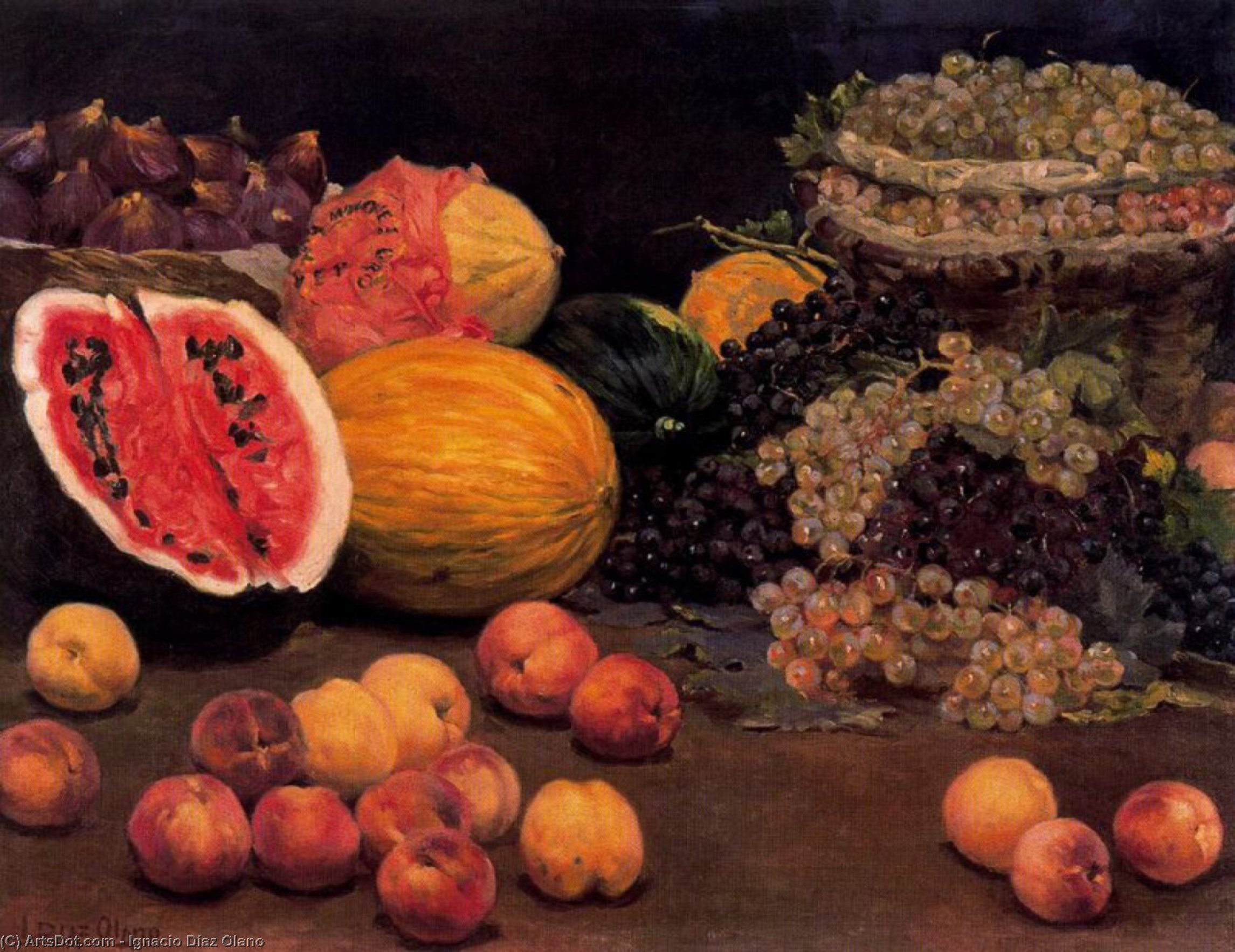 Wikioo.org - The Encyclopedia of Fine Arts - Painting, Artwork by Ignacio Díaz Olano - Still life of fruit