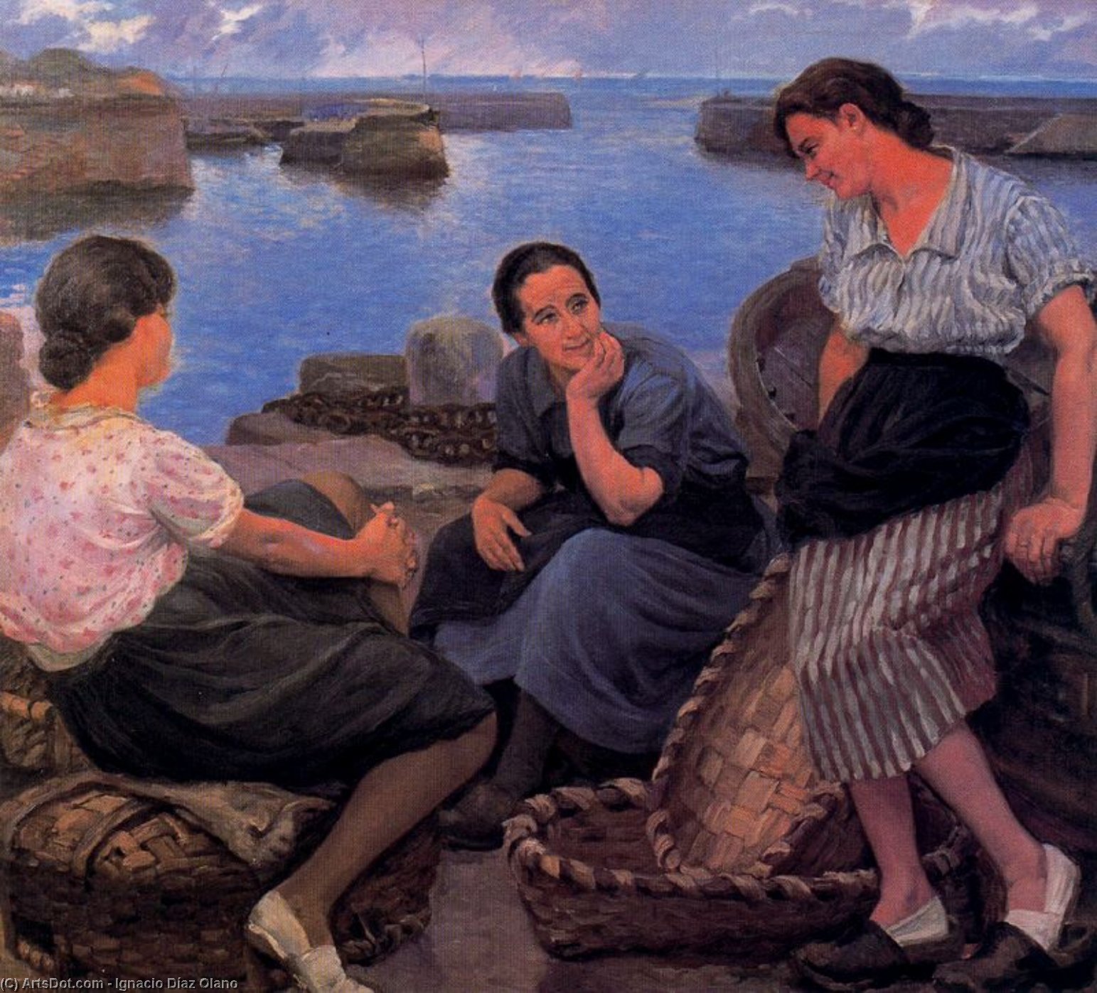 Wikioo.org - The Encyclopedia of Fine Arts - Painting, Artwork by Ignacio Díaz Olano - Waiting for the boats