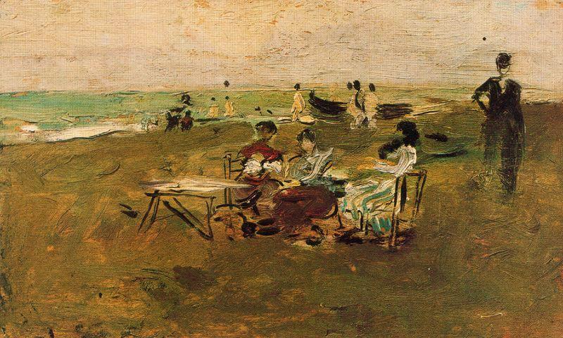 Wikioo.org – La Enciclopedia de las Bellas Artes - Pintura, Obras de arte de Ignacio Pinazo Camarlench - escena de la playa 3