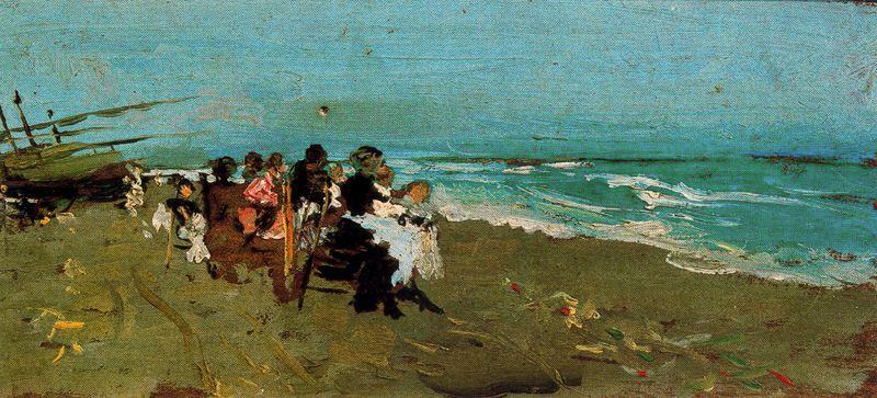 Wikioo.org - The Encyclopedia of Fine Arts - Painting, Artwork by Ignacio Pinazo Camarlench - On the beach