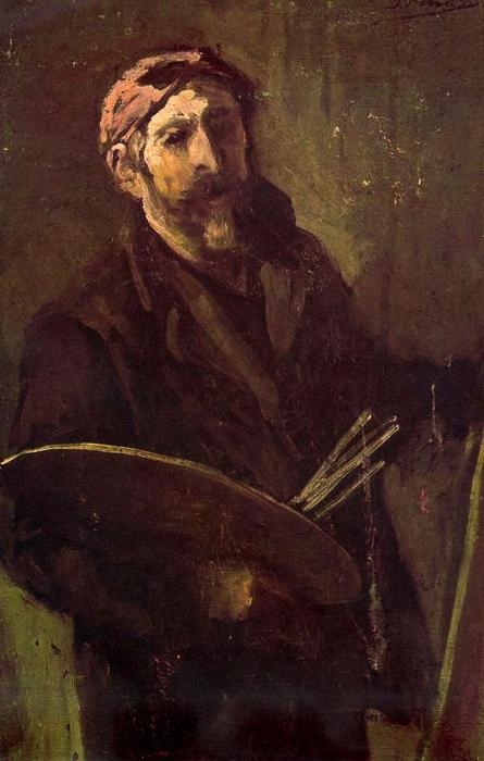 WikiOO.org - Encyclopedia of Fine Arts - Målning, konstverk Ignacio Pinazo Camarlench - Self Portrait with Palette
